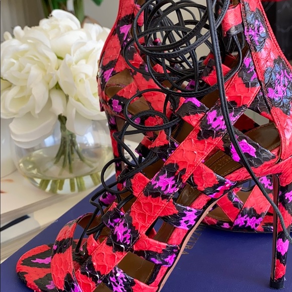 Multi colored python lace up heels 37 - Picture 2 of 4